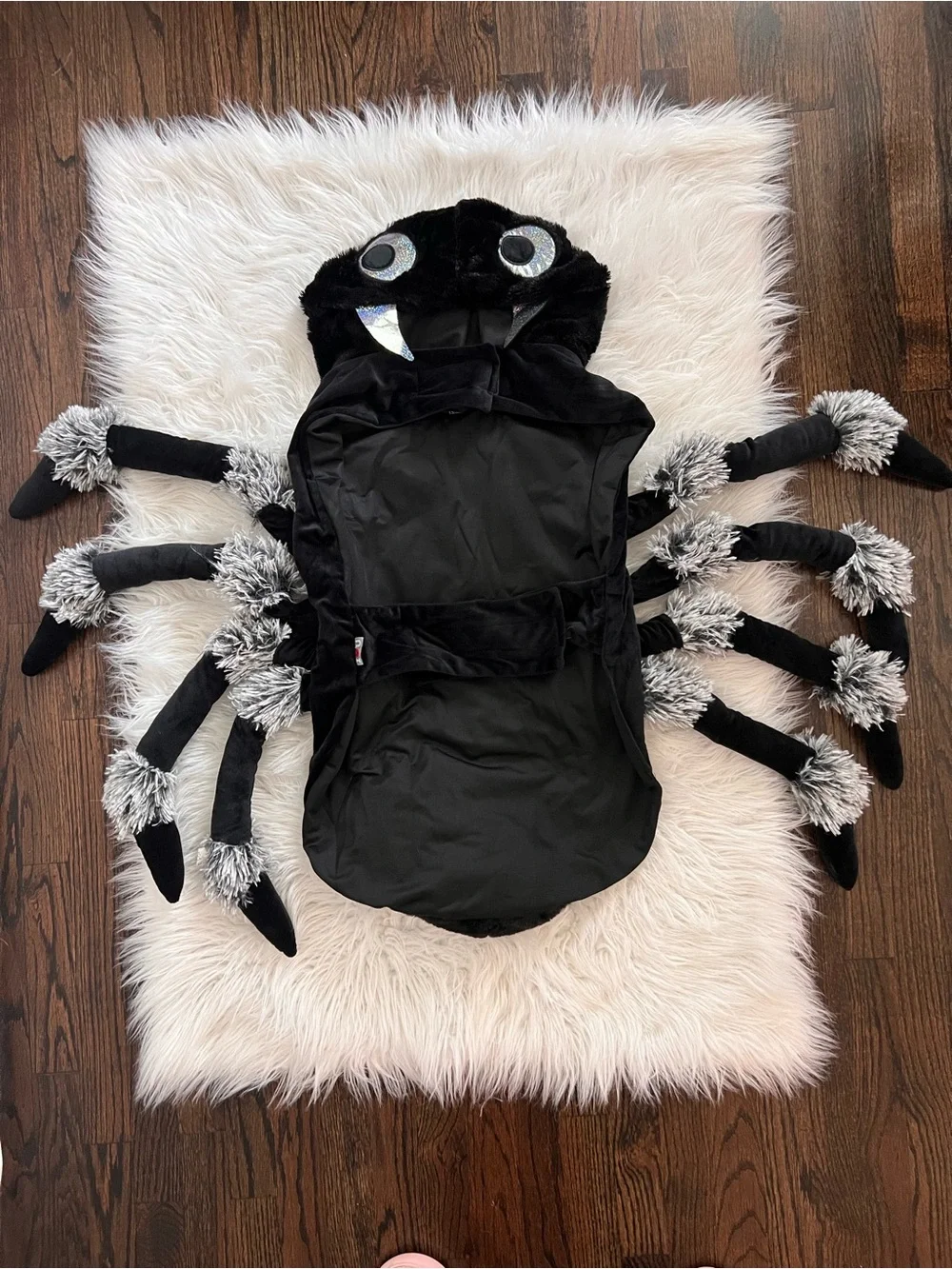 Plush Spider Dog Costume Hoodie - Black and Gray